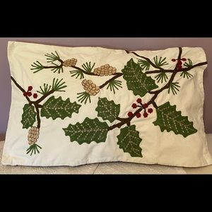 Pottery Barn Holly and Pine Cone pillow cover